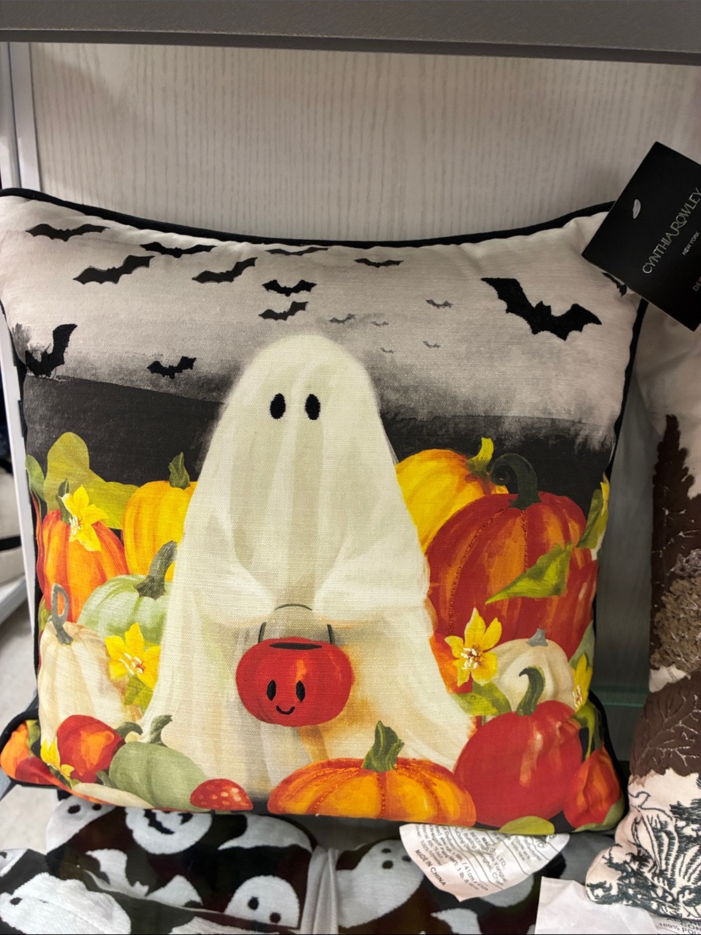 Cynthia Rowley Halloween Ghost Pumpkin Accent Pillow - White